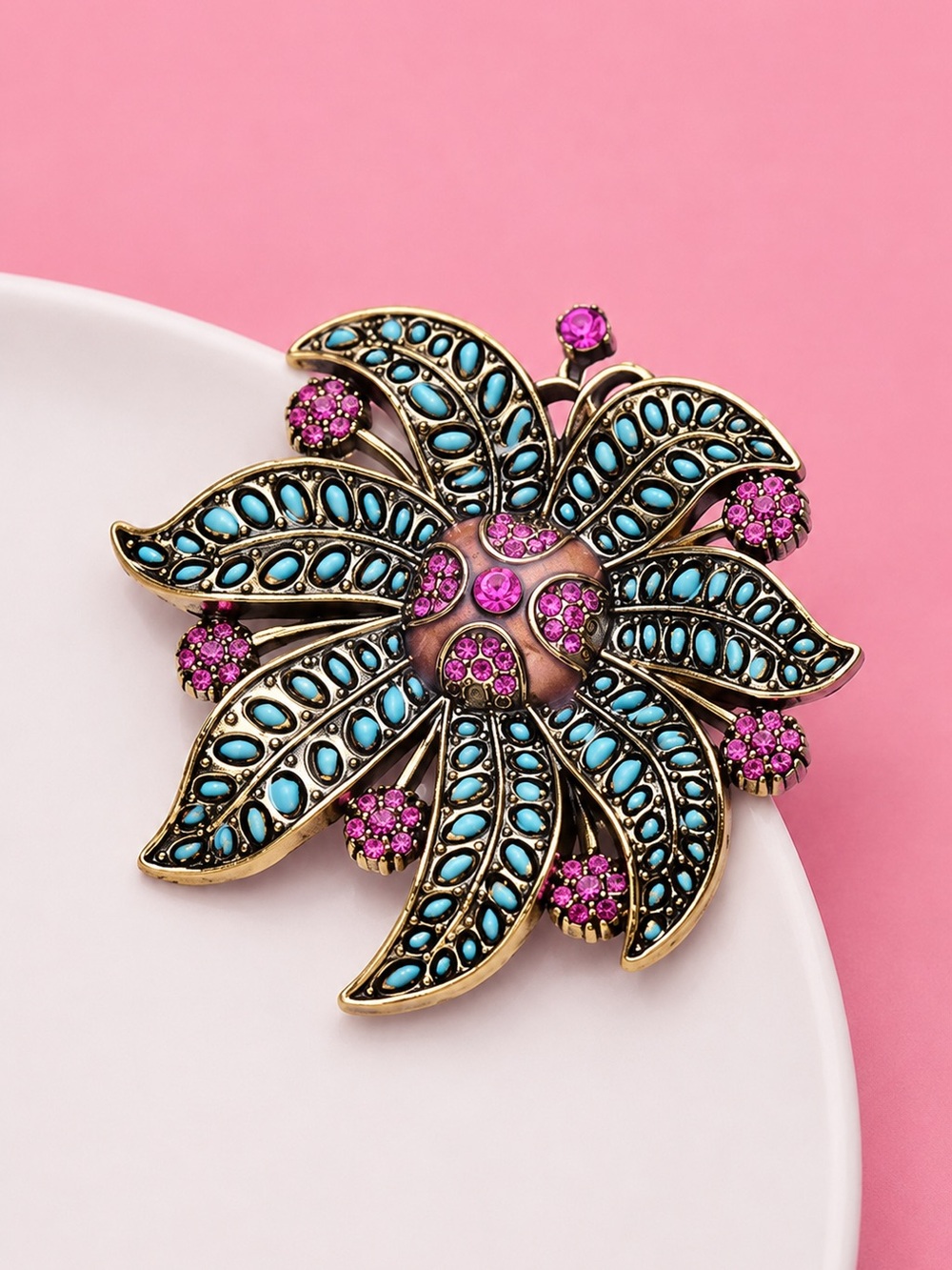 Art Deco Flower Crystal Brooch